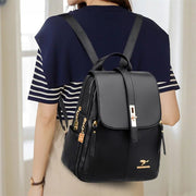 Danoz FashionSmart - Premium PU Leather Backpacks, Chic Girls Daypack, Vintage Black School Bag - danozdirect