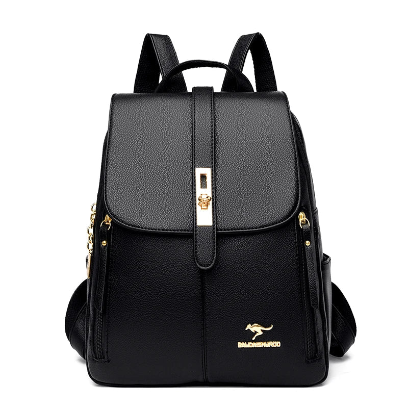 Danoz FashionSmart - Premium PU Leather Backpacks, Chic Girls Daypack, Vintage Black School Bag - danozdirect