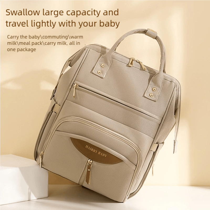 Danoz Fashion - Multifunctional Diaper Bag Backpack(Apricot) - Large Capacity & Organized Storage for Baby Essentials - danozdirect