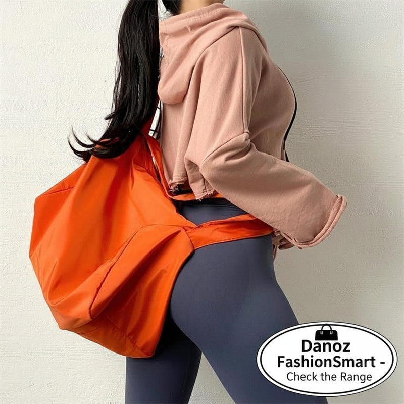 Danoz Fashion - Orange Red Large - Capacity Nylon Sports Fitness Bag(42x27x23cm) - Multi - functional Yoga Training & Travel Duffel, Waterproof Solid Color - danozdirect