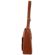 Danoz Fashion - Pierre Cardin Leather Briefcase Bag Tote Laptop Rustic Satchel Travel - Cognac - danozdirect