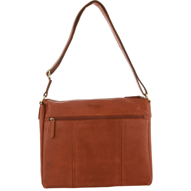 Danoz Fashion - Pierre Cardin Leather Briefcase Bag Tote Laptop Rustic Satchel Travel - Cognac - danozdirect