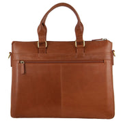 Danoz Fashion - Pierre Cardin Mens Leather Briefcase Business Bag Shoulder Laptop Tote - Tan - danozdirect