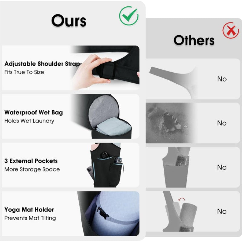 Danoz Fashion - Pink All - in - One Yoga Sling Bag - Fits Mat & Gear, Large Opening, Side Pockets - danozdirect