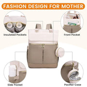 Danoz Fashion - Pink and Grey Stylish Nappy Bag Backpack - Multi - Functional Diaper Bag with Insulated Pockets, Changing Pad & Pacifier Case - danozdirect