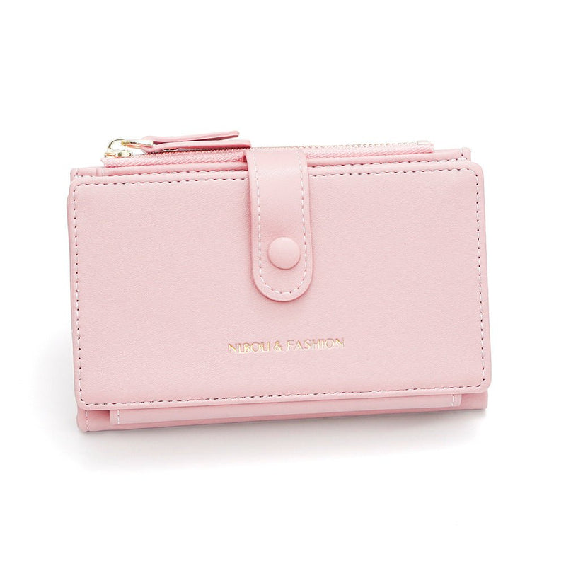 Danoz Fashion - Pink Compact Bifold Wallet for Women - High Capacity PU Leather Purse with Zipper Coin Pocket - danozdirect