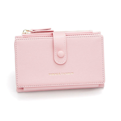 Danoz Fashion - Pink Compact Bifold Wallet for Women - High Capacity PU Leather Purse with Zipper Coin Pocket - danozdirect