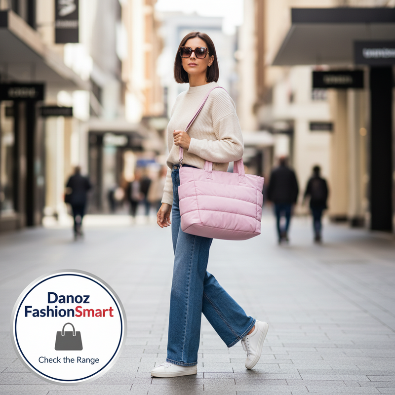 Danoz FashionSmart - Stylish Pink Women's Laptop Tote - Large Capacity Nylon Travel Handbag - danozdirect