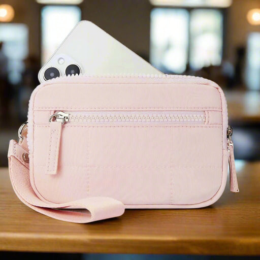 Danoz Fashion - Pink RFID Blocking Nylon Wristlet Clutch Wallet - Compact Waterproof Pouch with Card Slots & ID Window - danozdirect