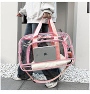 Danoz Fashion - Pink transparent Multi - Purpose Clear PVC Bag - Travel, Fitness, Storage Tote (50x32x18cm) - danozdirect