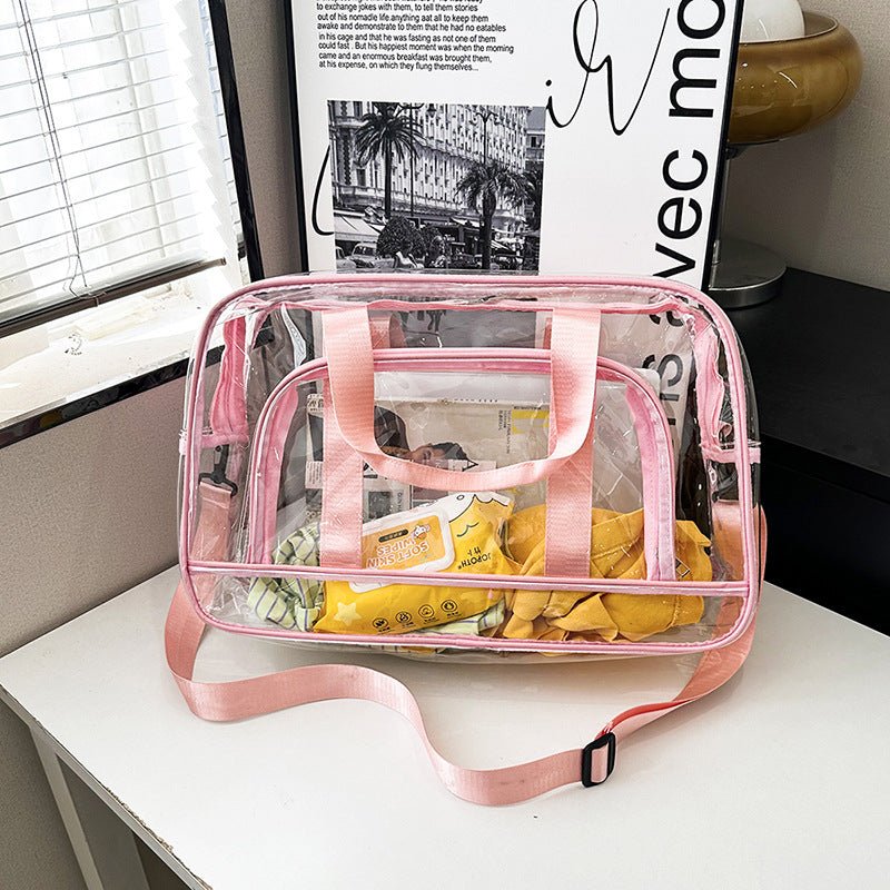 Danoz Fashion - Pink transparent Multi - Purpose Clear PVC Bag - Travel, Fitness, Storage Tote (50x32x18cm) - danozdirect