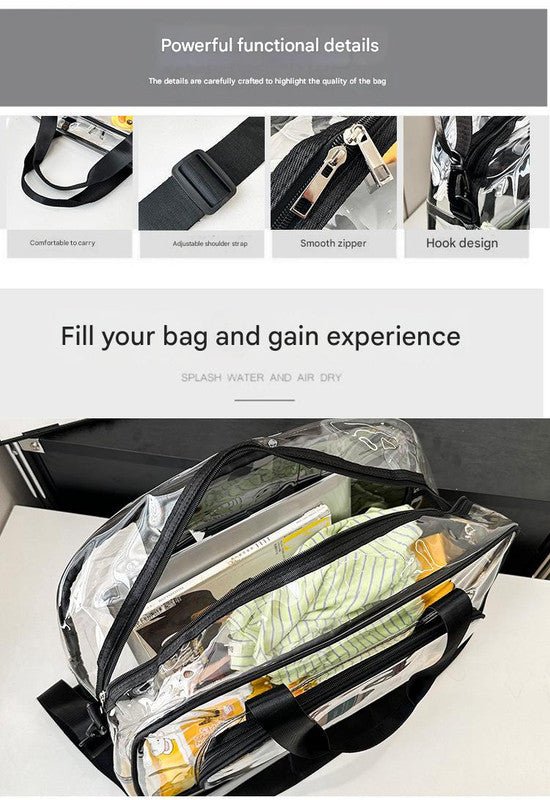 Danoz Fashion - Pink transparent Multi - Purpose Clear PVC Bag - Travel, Fitness, Storage Tote (50x32x18cm) - danozdirect