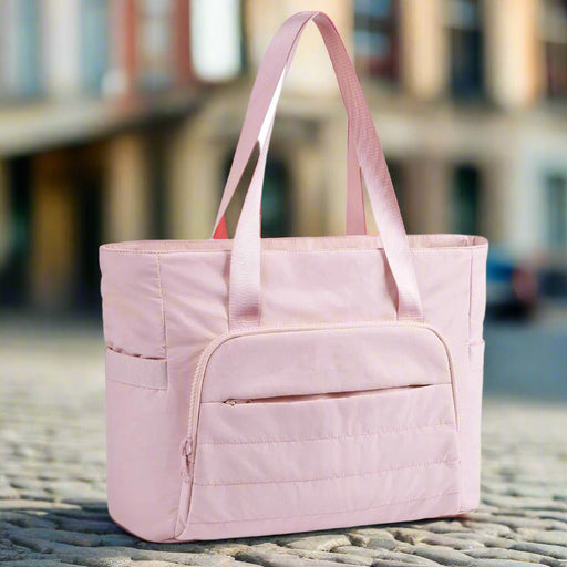 Danoz Fashion - Pink Versatile Women's Gym Tote Bag with Yoga Mat Strap - 18L Carryall, Fits 15.6 Laptop, Multi - Pocket Organizer - danozdirect