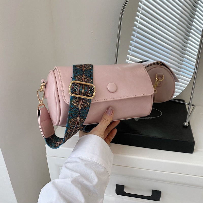 Danoz Fashion - Pink Vintage PU Leather Shoulder Bag with Adjustable Strap - Compact and Stylish - danozdirect