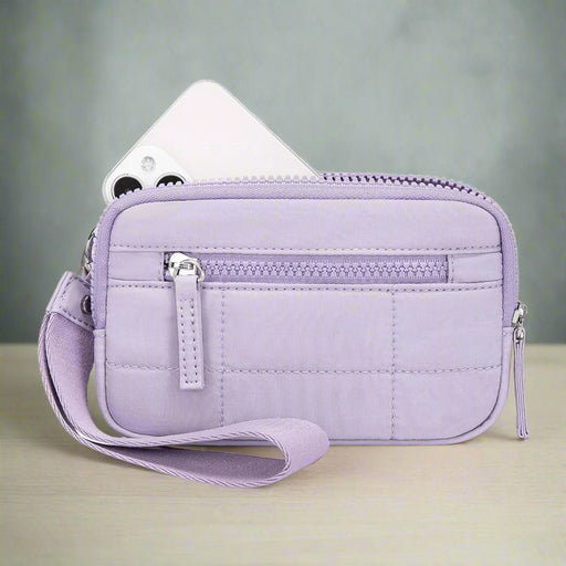 Danoz Fashion - Purple RFID Blocking Nylon Wristlet Clutch Wallet - Compact Waterproof Pouch with Card Slots & ID Window - danozdirect