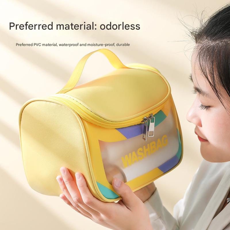 Danoz Fashion - PVC Transparent Cosmetic Bag,Waterproof Portable Travel Organizer with Handle(Black) - danozdirect