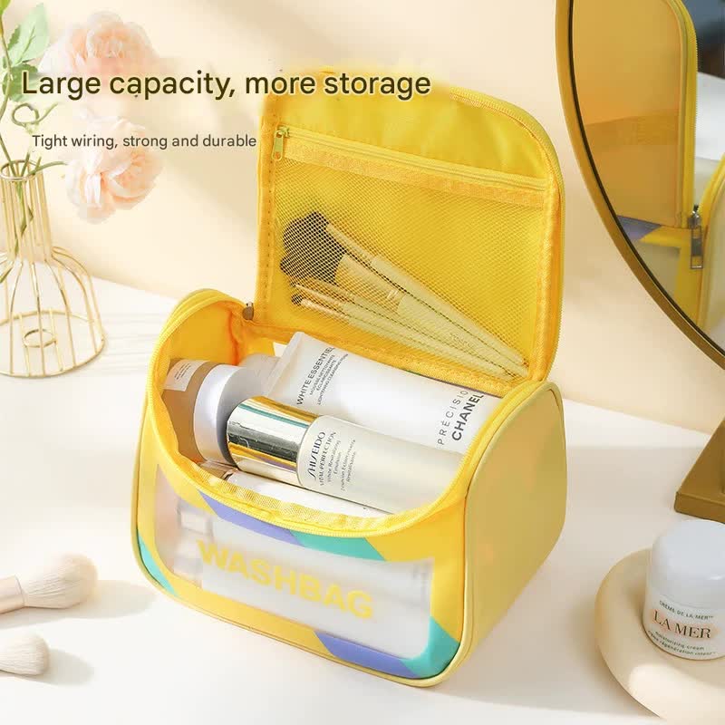 Danoz Fashion - PVC Transparent Cosmetic Bag,Waterproof Portable Travel Organizer with Handle(Black) - danozdirect