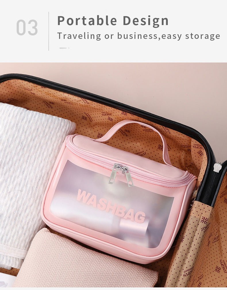 Danoz Fashion - PVC Transparent Cosmetic Bag,Waterproof Portable Travel Organizer with Handle(Black) - danozdirect