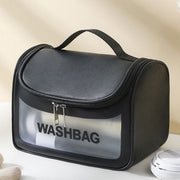 Danoz Fashion - PVC Transparent Cosmetic Bag,Waterproof Portable Travel Organizer with Handle(Black) - danozdirect