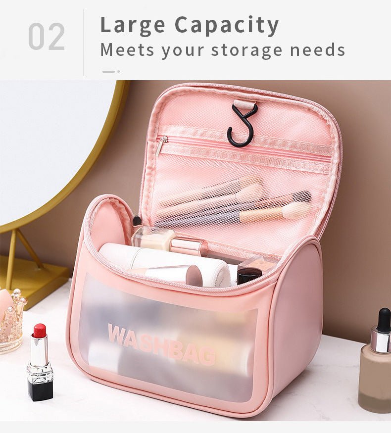 Danoz Fashion - PVC Transparent Cosmetic Bag,Waterproof Portable Travel Organizer with Handle(Black) - danozdirect