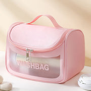 Danoz Fashion - PVC Transparent Cosmetic Bag,Waterproof Portable Travel Organizer with Handle(Pink) - danozdirect