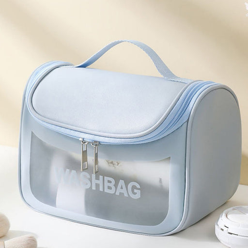 Danoz Fashion - PVC Transparent Cosmetic Bag,Waterproof Portable Travel Organizer with Handle(Sky blue) - danozdirect