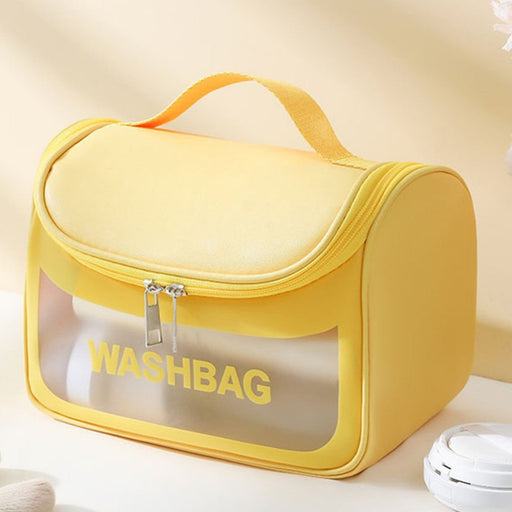 Danoz Fashion - PVC Transparent Cosmetic Bag,Waterproof Portable Travel Organizer with Handle(Yellow) - danozdirect