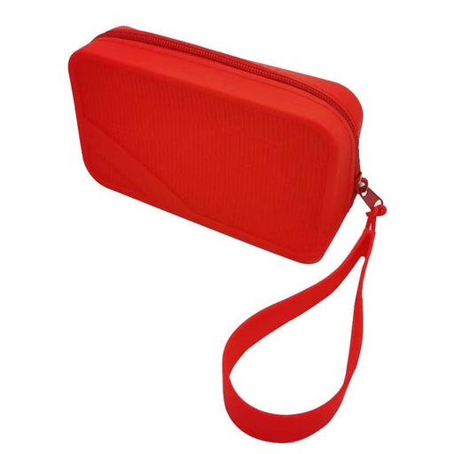 Danoz Fashion - Red Silicone Zipper Storage Pouch - Stylish Multi - Purpose Organizer with Wrist Strap - danozdirect