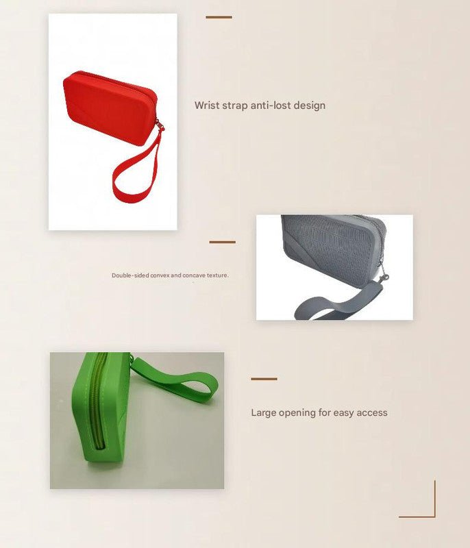 Danoz Fashion - Red Silicone Zipper Storage Pouch - Stylish Multi - Purpose Organizer with Wrist Strap - danozdirect