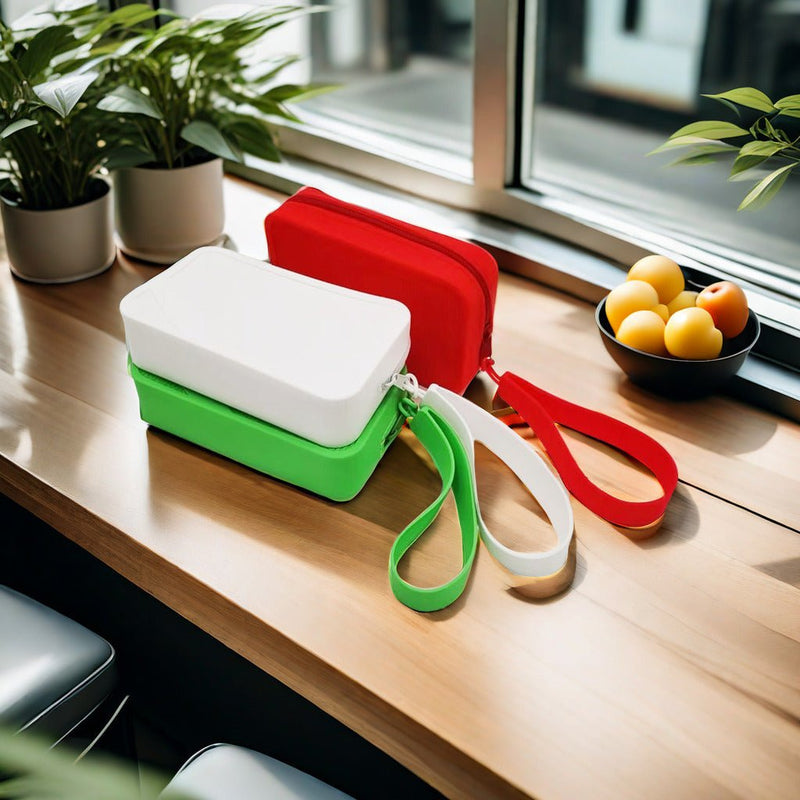 Danoz Fashion - Red Silicone Zipper Storage Pouch - Stylish Multi - Purpose Organizer with Wrist Strap - danozdirect
