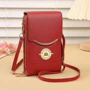Danoz Fashion - Red Women's Cute Mini PU Leather Crossbody Phone Bag (19x12x4cm) - Touch Screen Window, Vertical Style - danozdirect
