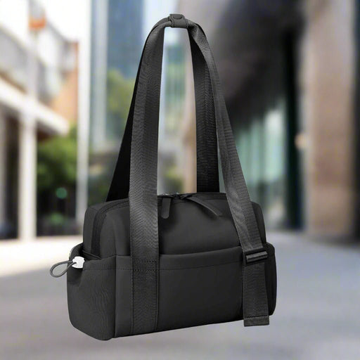 Danoz Fashion - Stylish Black Mini Gym Bag & Travel Tote - Compact Duffel with Wet Pocket, Luggage Sleeve & Multiple Compartments - danozdirect
