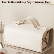Danoz Fashion - White Roll - Up Travel Makeup Bag - Compact Cosmetic Organizer with Multiple Compartments - danozdirect