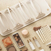 Danoz Fashion - White Roll - Up Travel Makeup Bag - Compact Cosmetic Organizer with Multiple Compartments - danozdirect
