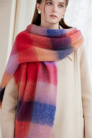 Danoz Fashion - Winter Luxe Warm Oversized Scarf - Cozy Thick Plaid Wrap, European Chic Style(Pink plaid) - danozdirect