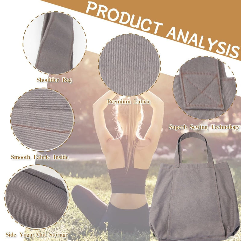 Danoz Fashion - Yoga Mat Tote Bag - Durable Canvas Shoulder Bag for Outdoor Workouts & Travel(Apricot) - danozdirect