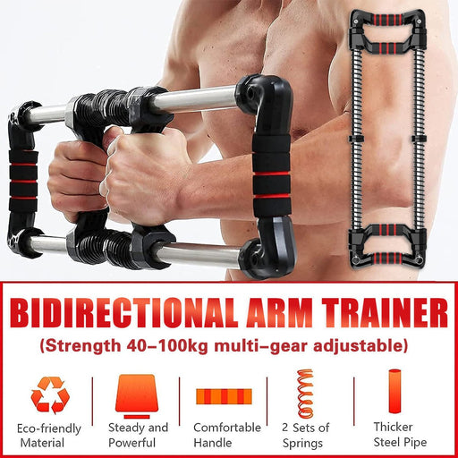 Danoz Fitness - Arm Trainer Pull Press Bar 100kg Resistance Chest Abdomen Home Fitness Equipment - danozdirect