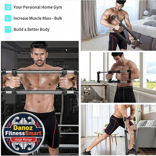 Danoz Fitness - Arm Trainer Pull Press Bar 100kg Resistance Chest Abdomen Home Fitness Equipment - danozdirect