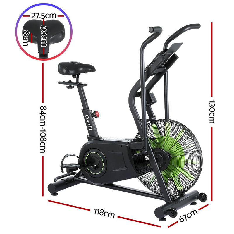 Danoz Fitness - Everfit Air Bike Dual Action Exercise Bike Fitness Home Gym Cardio - danozdirect
