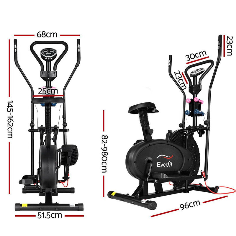 Danoz Fitness - Everfit Exercise Bike 6 in 1 Elliptical Cross Trainer Home Gym Indoor Cardio - Incl. Delivery - danozdirect