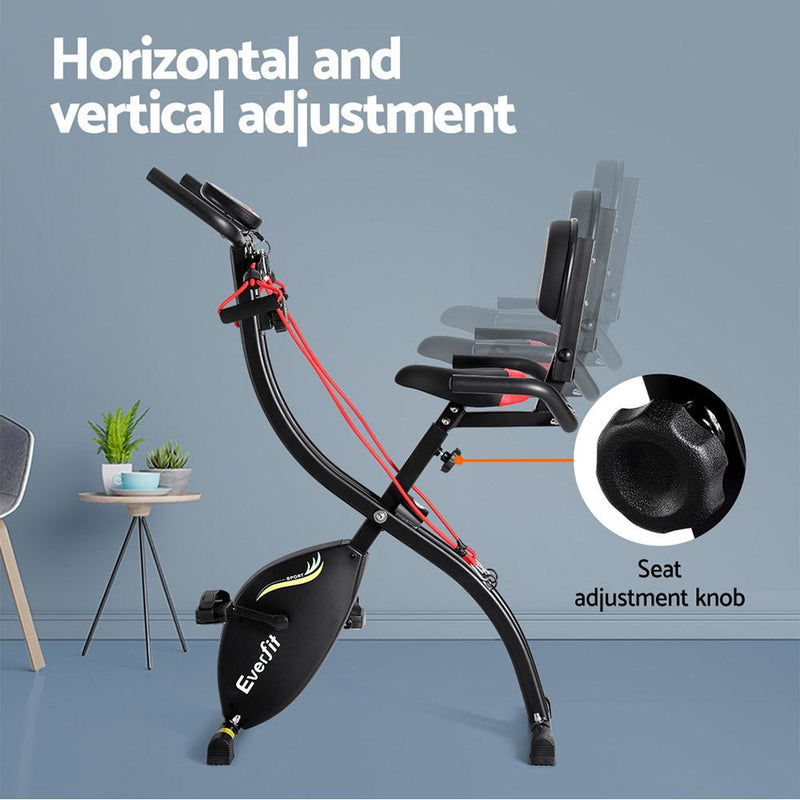 Danoz Fitness - Everfit Folding Exercise Bike Magnetic X - Bike Indoor Cycling Resistance Rope - danozdirect