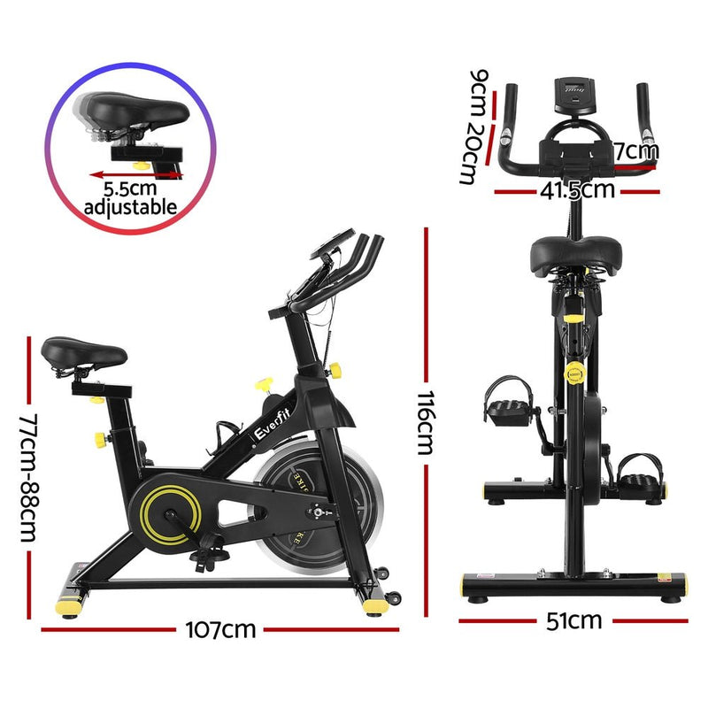 Danoz Fitness - Everfit Spin Bike Exercise Bike Cardio Gym Bluetooth APP Connectable - danozdirect