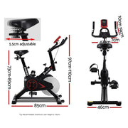 Danoz Fitness - Everfit Spin Bike Exercise Bike Flywheel Cycling Home Gym Fitness Adjustable - danozdirect