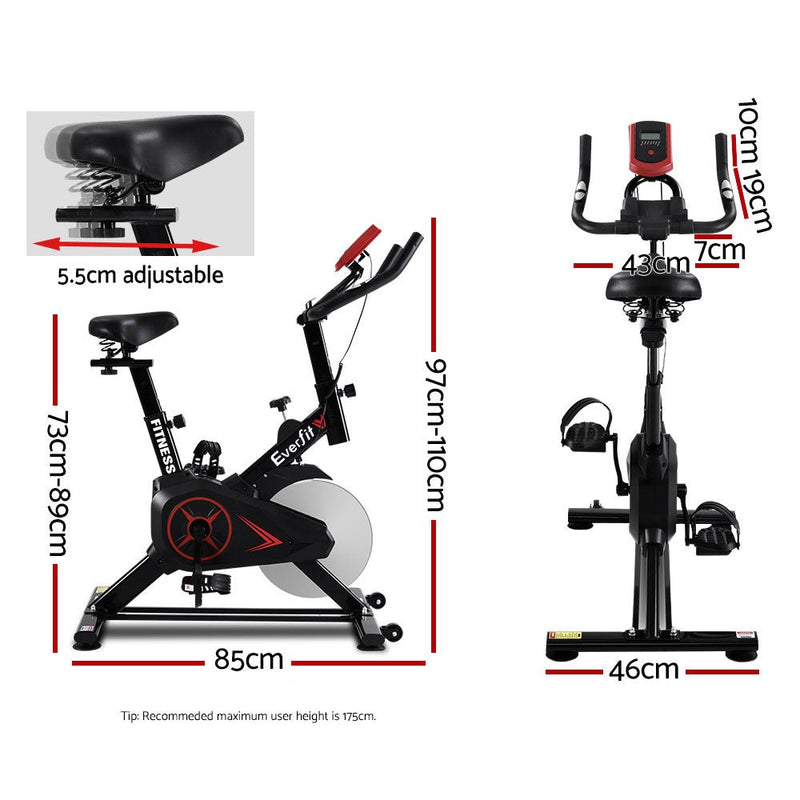 Danoz Fitness - Everfit Spin Bike Exercise Bike Flywheel Cycling Home Gym Fitness Adjustable - danozdirect