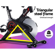 Danoz Fitness - Everfit Spin Bike Exercise Bike Flywheel Cycling Home Gym Fitness Adjustable - danozdirect