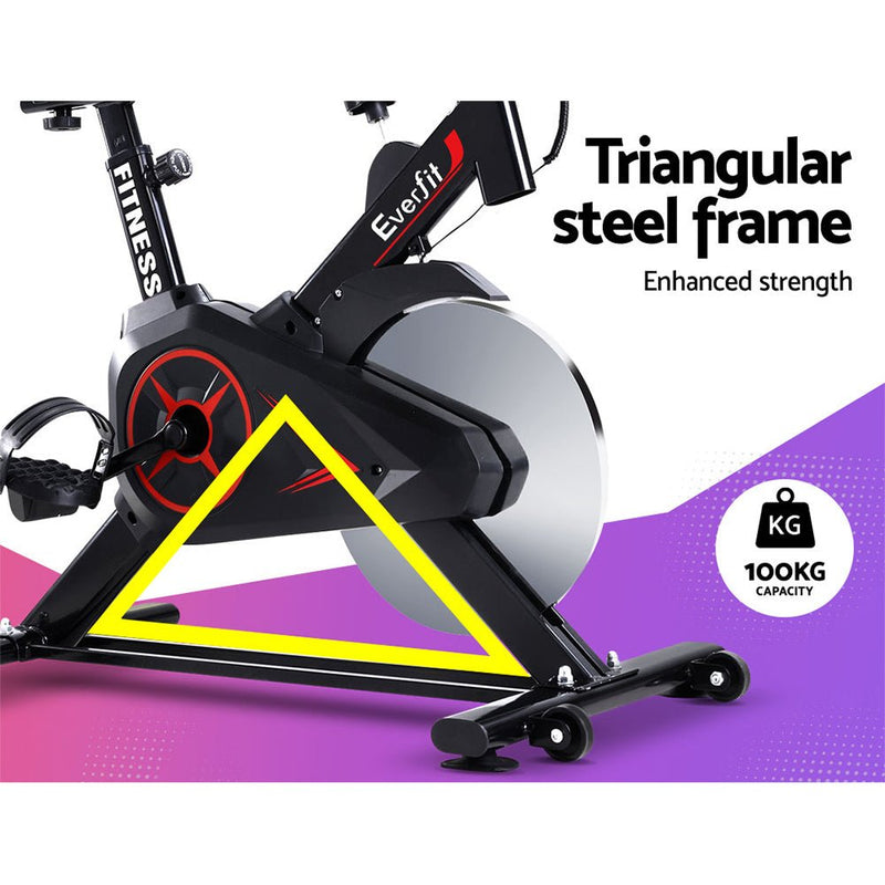 Danoz Fitness - Everfit Spin Bike Exercise Bike Flywheel Cycling Home Gym Fitness Adjustable - danozdirect