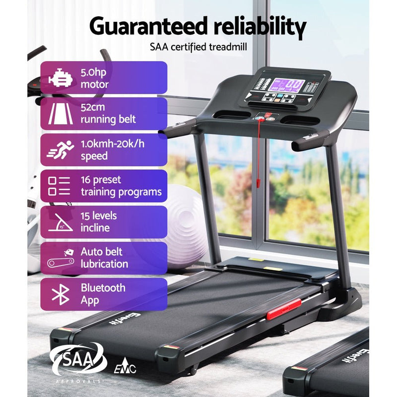 Danoz Fitness - Everfit Treadmill Electric Auto Incline Home Gym Fitness Exercise Machine 520mm - Free Postrage - danozdirect