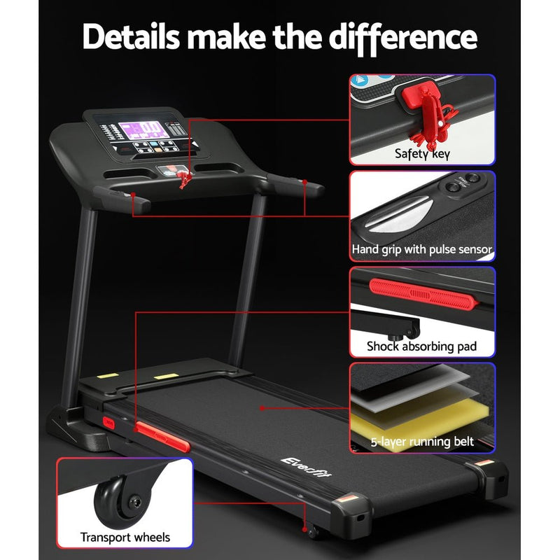 Danoz Fitness - Everfit Treadmill Electric Auto Incline Home Gym Fitness Exercise Machine 520mm - Free Postrage - danozdirect