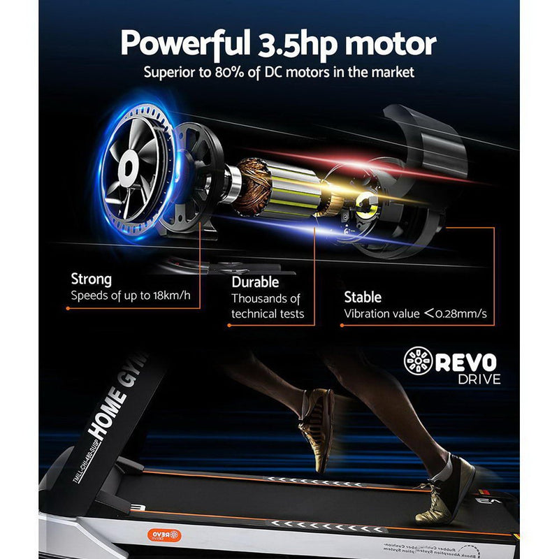 Danoz Fitness - Everfit Treadmill Electric Auto Incline Spring Home Gym Fitness Exercise 480mm - Incl. Delivery - danozdirect