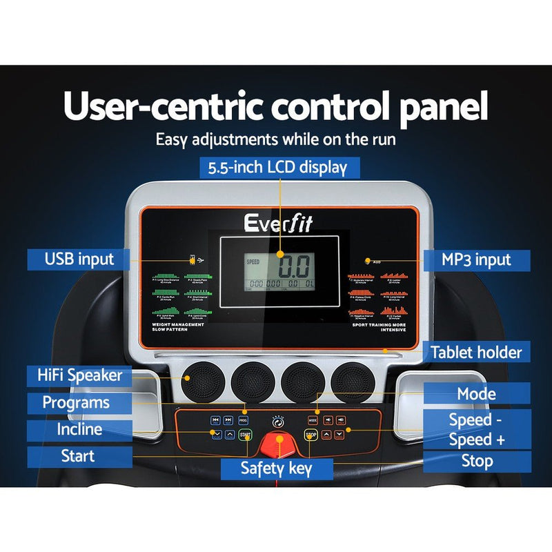 Danoz Fitness - Everfit Treadmill Electric Auto Level Incline Home Gym Fitness Exercise 450mm - Free Delivery - danozdirect